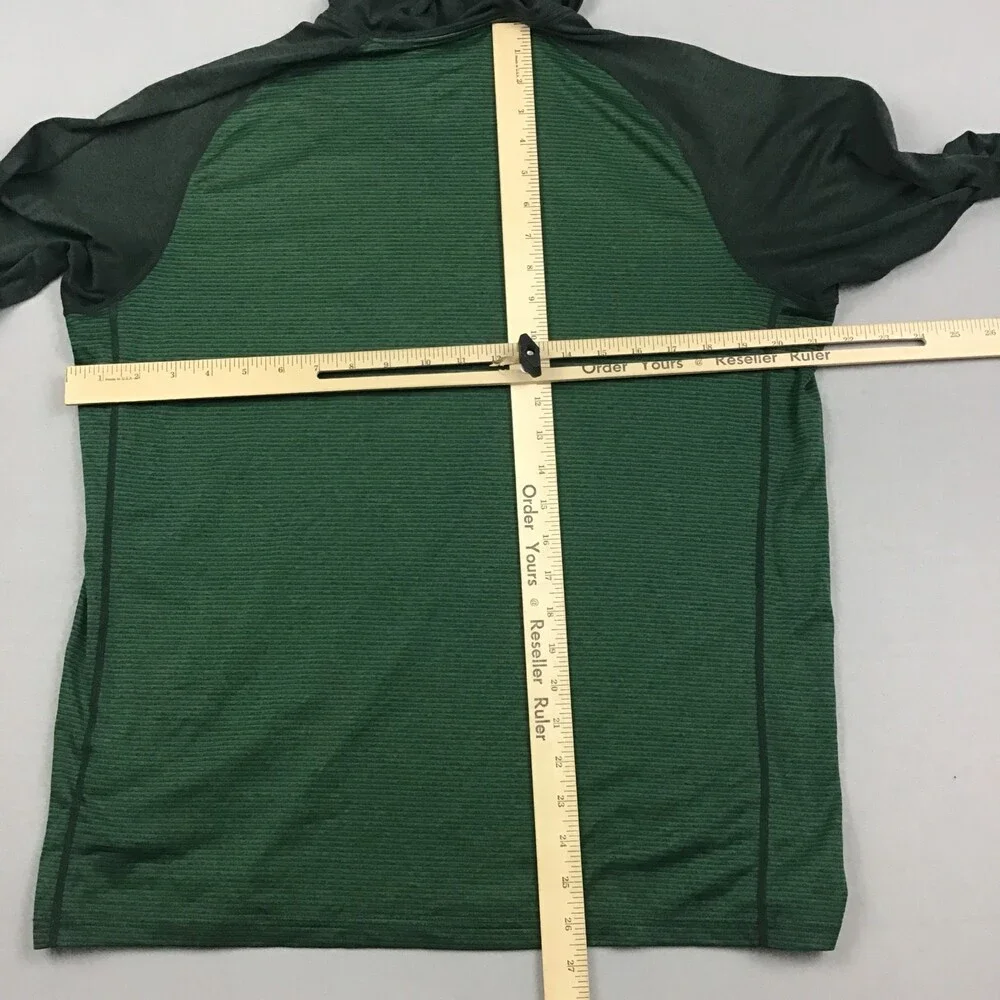 Nike Shirt Men Large Green Long Sleeve Pullover Dri-FIT Hood Pullover Tee L *